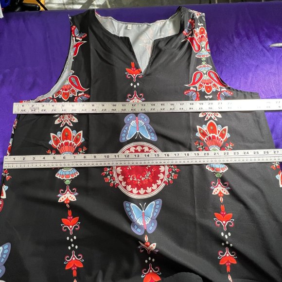 NWOT๐ Retro Design Cotton Mix Maxi A- Line Sleeveless Dress - Picture 10 of 15